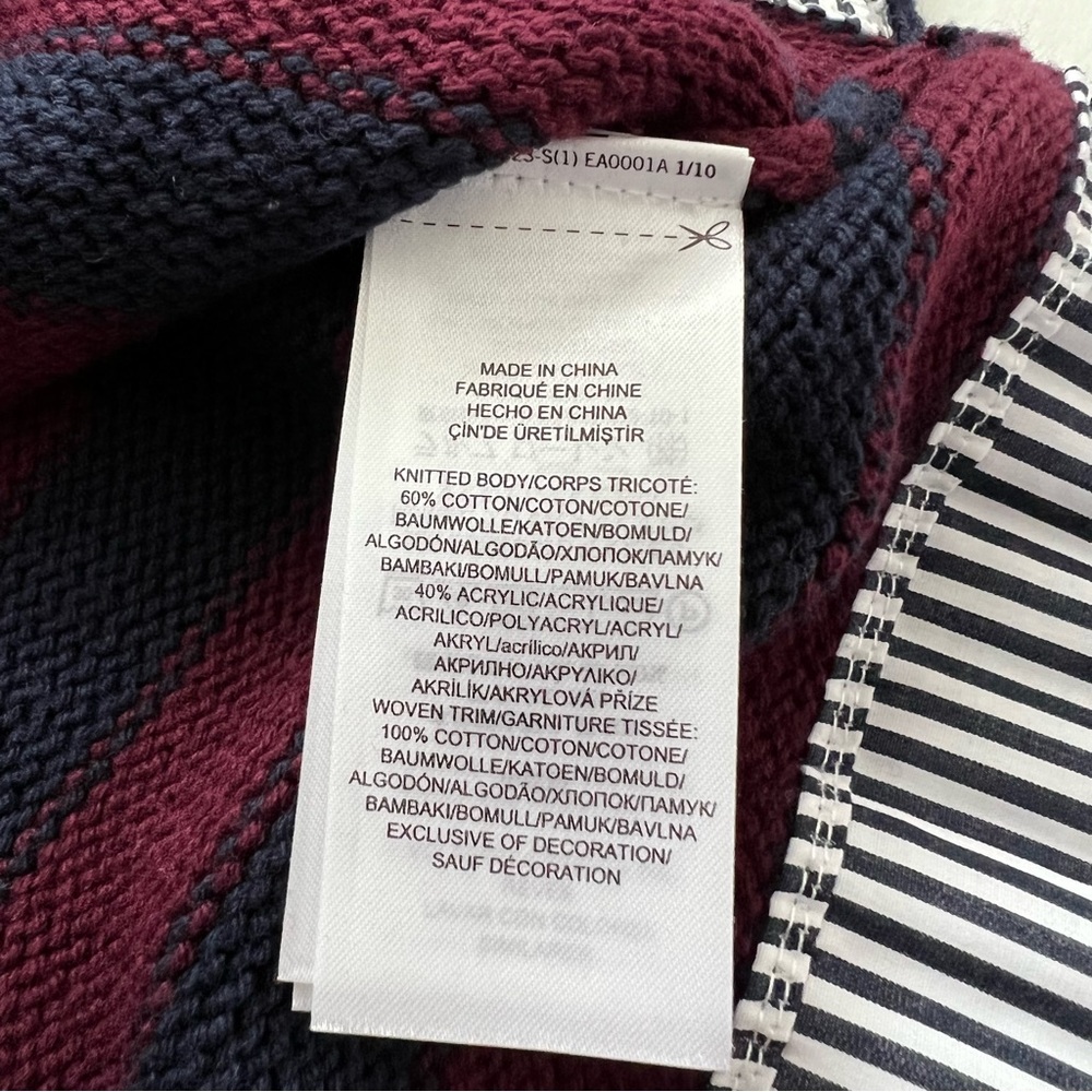 Lauren Ralph Lauren Bullion Crest Faux Layered Sweater Navy Red Stripe Medium - Picture 13 of 17